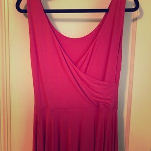 Hot pink skater knit dress with wrap back detail